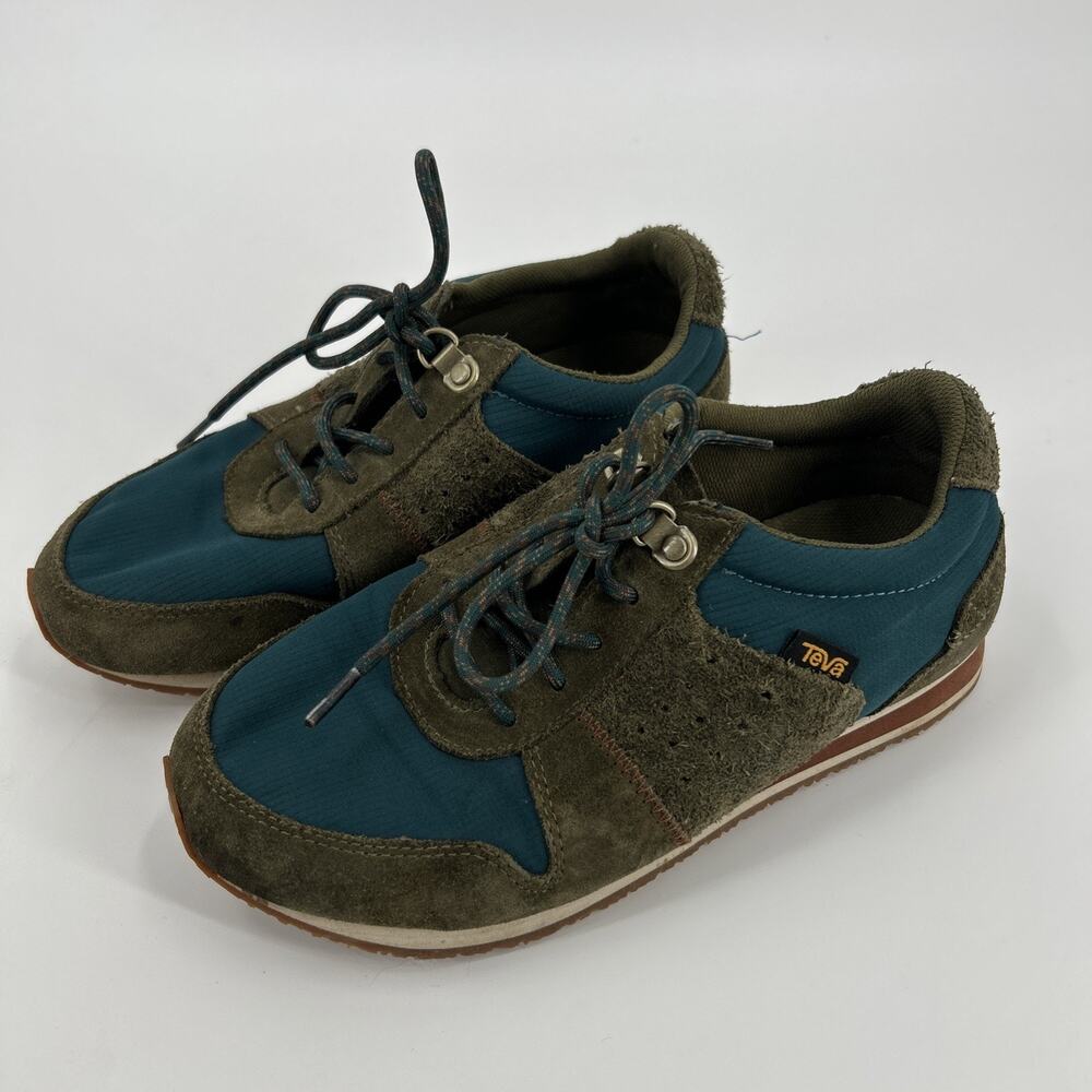 Teva Highside 84 Retro Suede Sneakers Women's Size 7 Green Blue Comfort